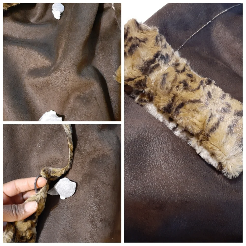 💎NEW Adrienne Landau Brown/Leopard Faux Fur Coat - Picture 5 of 11